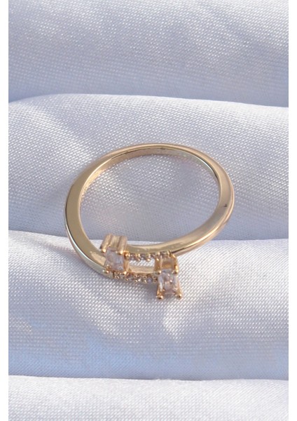 Pirinç Gold Renk Zirkon Taşlı Geometrik Ayarlanabilir Yüzük fiyatları