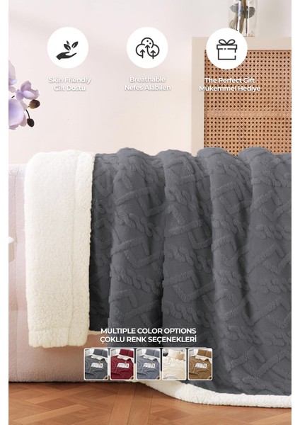 Pufly Jakar Sherpa Battaniye Seti Çift Kişilik 3 Parça Yumuşak Peluş Wellsoft Yatak Örtüsü modelleri