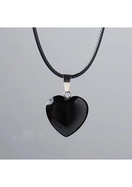 Dora siyah obdisyen taşı kalp detaylı kadın kolye gümüş kadın kolye fiyatları