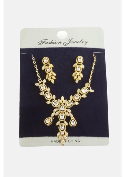 Çiçek Zirkon Taşlı Set Kolye