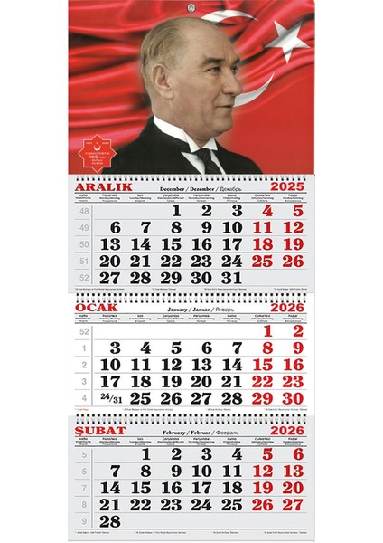 2026 Yılı Gemici Takvimi-Atatürk ve Türk Bayrağı