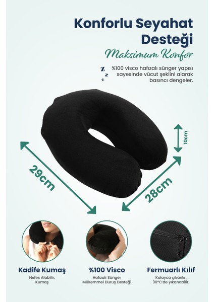Ortopedik Seyahat Yastığı Visco Boyun Destekli Seyahat Yastığı