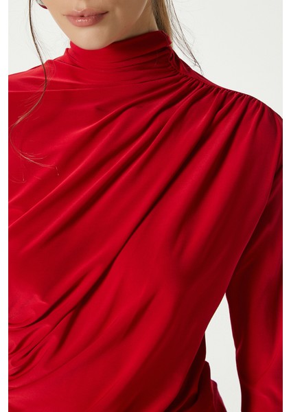 Kadın Moon Büzgülü Kırmızı Sandy Bluz fiyatları