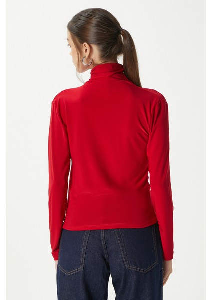 Kadın Moon Büzgülü Kırmızı Sandy Bluz fırsatları