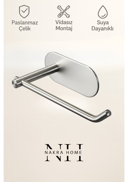 Paslanmaz Çelik Yapışkanlı Tuvalet Kağıdı Askılığı | Delmeden Montaj | Wc Kağıtlığı | Neme Dayanıklı