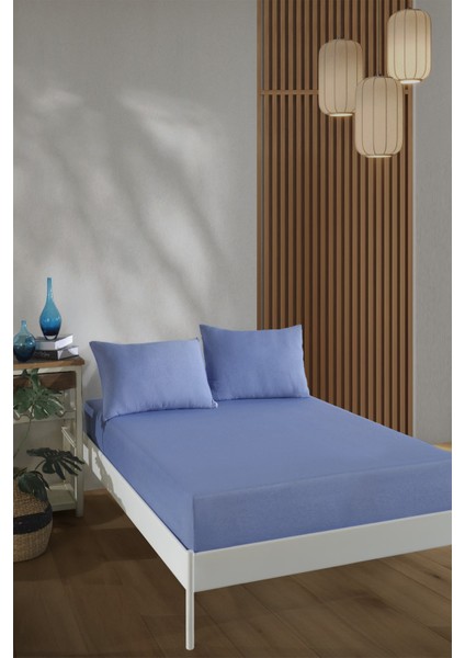 %100 Pamuk Çarşaf Takimi-Mavi