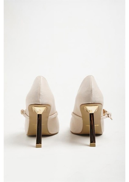 255015 Metal Tokalı Stiletto Bej Saten indirimleri