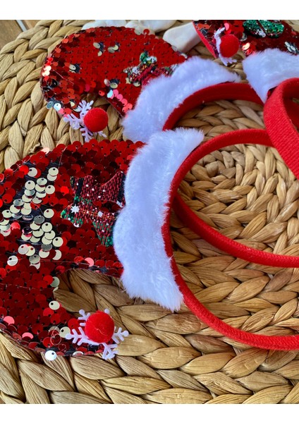 Yılbaşı Temalı Pullu Payetli Parlak Noel Baba Şapkası Figürlü Karışık Desenli Taç