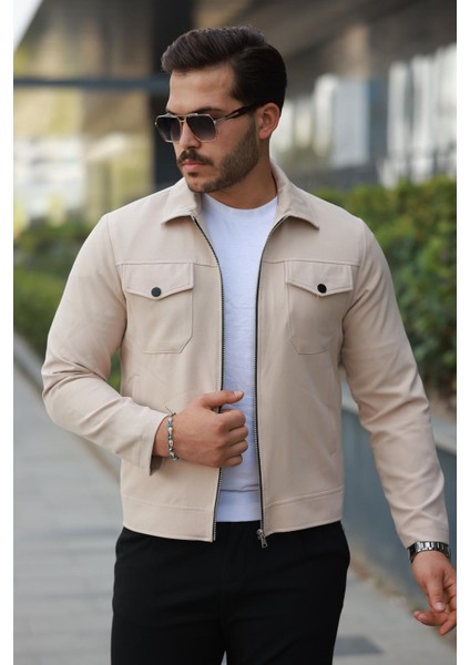 Slim Fit Erkek Fermuarlı Mevsimlik Ceket - 7423