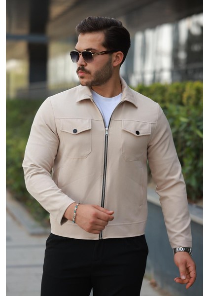 Slim Fit Erkek Fermuarlı Mevsimlik Ceket - 7423 modelleri