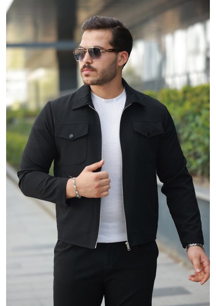 Slim Fit Erkek Fermuarlı Mevsimlik Ceket - 7423