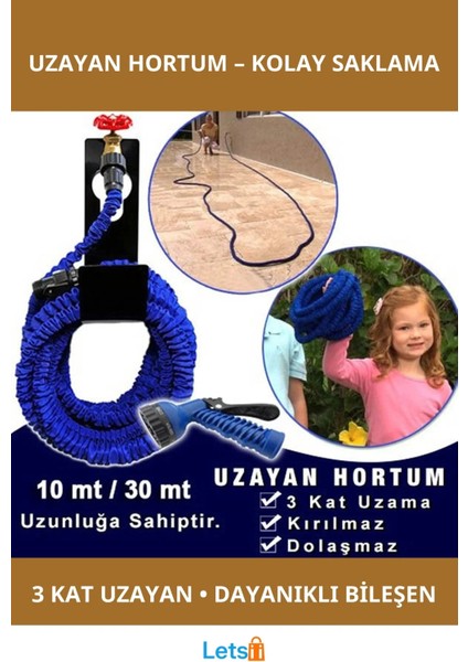 Uzayan Hortum 30 Metre Tabancalı Pratik ve Dayanıklı