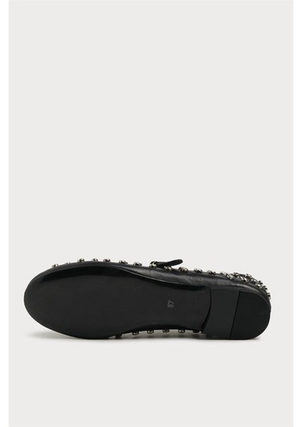 151228 Taş Detaylı Babet Hakiki Deri Siyah fırsatları