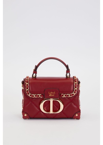 Koyu Kahve Kapitone Zincirli El Çantası