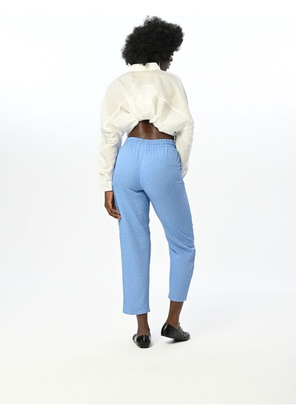 Kadın Rahat Kalıp Beli Lastikli Desenli Düz Renk Pantolon fırsatları