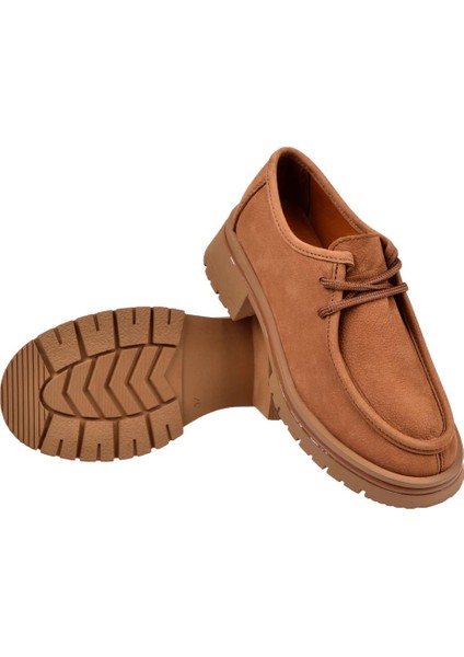 Hakiki Deri Bağcıklı Kadın Ayakkabı BEE-5547 Taba Nubuk indirimleri
