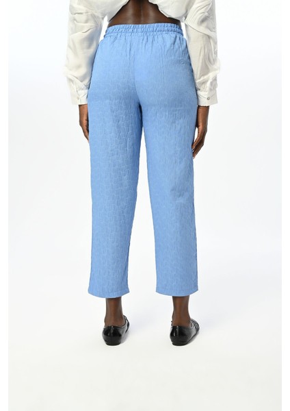 Kadın Rahat Kalıp Beli Lastikli Desenli Düz Renk Pantolon indirimleri