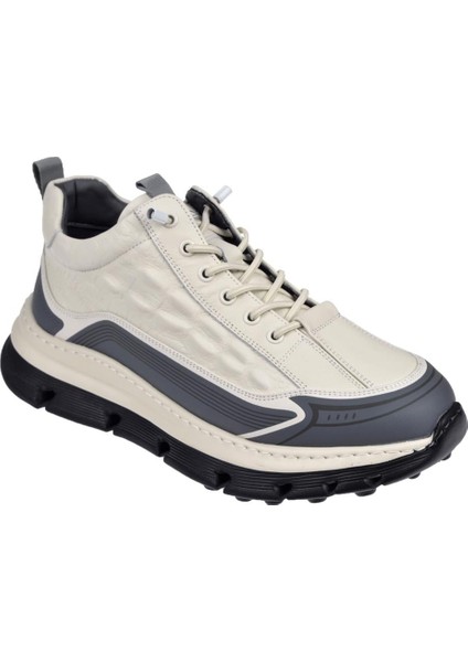 Hakiki Deri Erkek Spor Ayakkabı Sneaker GJ-25K517 Beyaz