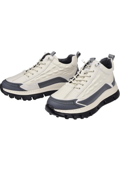 Hakiki Deri Erkek Spor Ayakkabı Sneaker GJ-25K517 Beyaz fırsatları