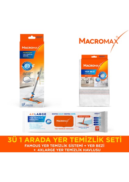 3ü 1 Arada Yer Temizlik Seti Mop Bezi ve Havlu Paket