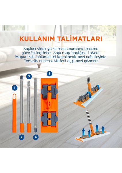 3ü 1 Arada Yer Temizlik Seti Mop Bezi ve Havlu Paket