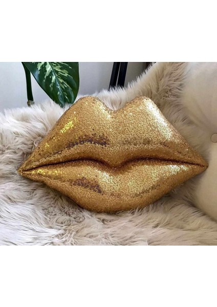 Payetli Dudak Yastık Ebat 48 X34