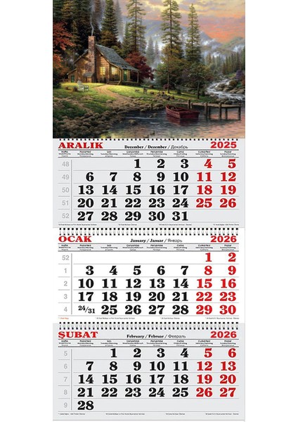 2026 Yılı Gemici Takvimi- Nehir Kenarındaki Kulübe