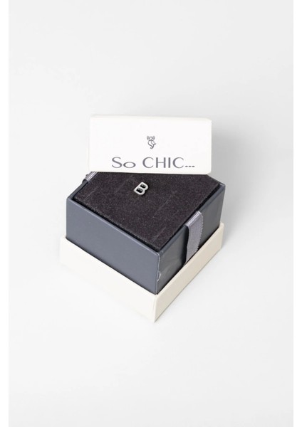 B Harfi 18 Ayar Beyaz Altın Kaplama Gümüş Tek Küpe fırsatları