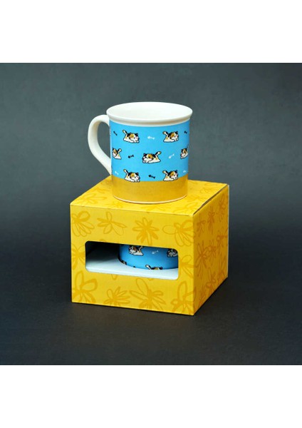 Kedi Desenli Mavi Seramik Kupa fiyatları