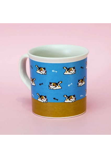 Kedi Desenli Mavi Seramik Kupa modelleri