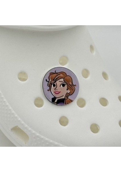 Terlik Süsü ve Aksesuarı , Çanta Süsü – Renkli Jibbitz Yuvarlak Anna Frozn Görselli Figür Aksesuarı