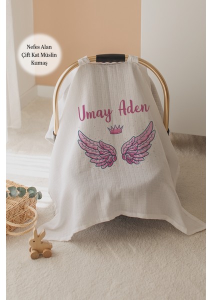 %100 Pamuk Isme Özel Çift Katlı Müslin Puset Örtüsü - Kanat