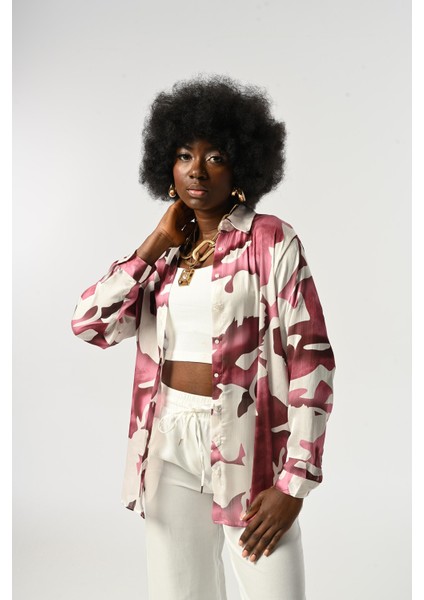 Kadın Karışık Desenli Oversize Kesim Gömlek fiyatları