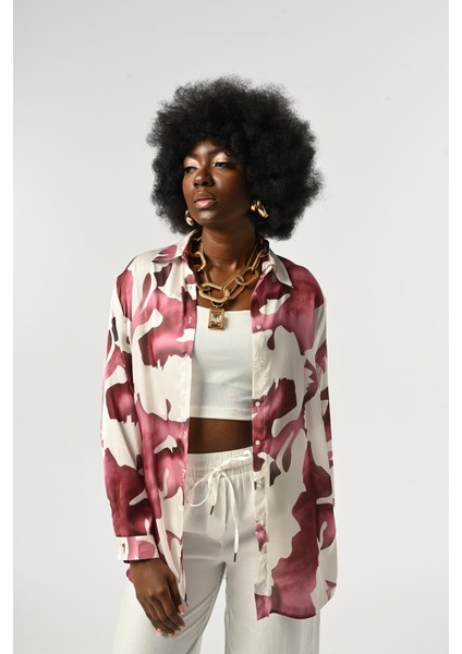 Kadın Karışık Desenli Oversize Kesim Gömlek modelleri