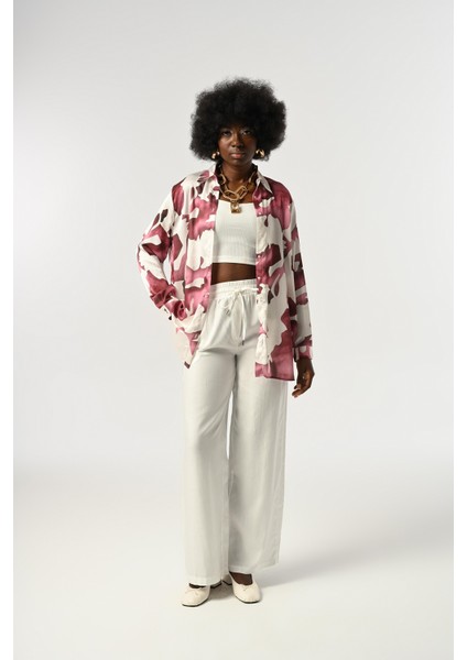 Kadın Karışık Desenli Oversize Kesim Gömlek fırsatları