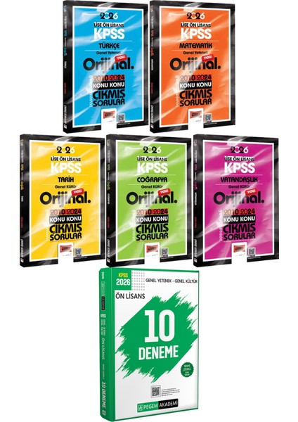Türkçe Matematik Tarih Coğrafya Vatandaşlık Orijinal Çıkmış 2010-2024 - 2026 Kpss Ön Lisans Çözümlü 10 Deneme