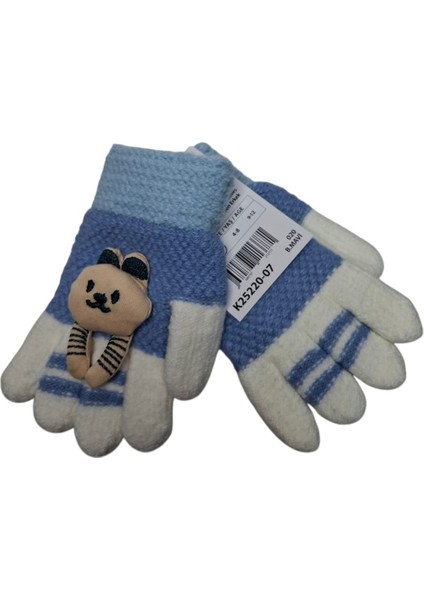 Spteks Kitti 3-6 Yaş Erkek Çocuk Bebe Mavisi Renk Anaokulu Maskot Figürlü Kışlık Örme Eldiven modelleri
