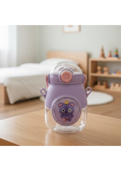 Sevimli Figürlü Pipetli Boyun Askılı Matara Otomatik Kapaklı Çocuk Matarası Okul Matarası 1000 ml fiyatları