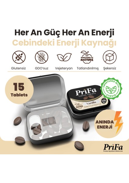 Vanilla Kahve Tableti – Su Gerektirmeyen, Taşınabilir ve Şekersiz | Her Zaman, Her Yerde Kahve Keyfi fiyatları