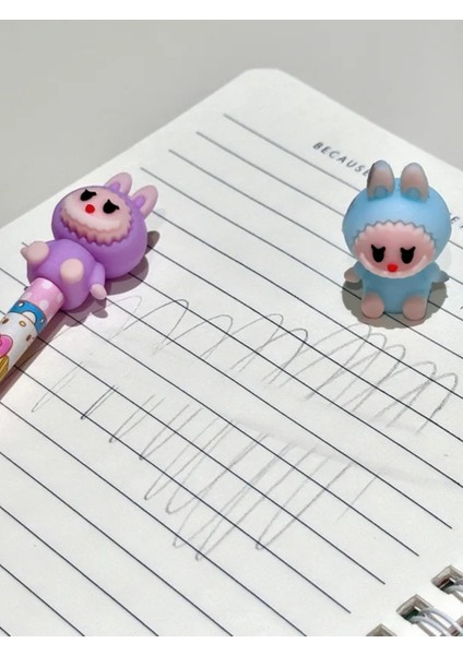 Labubu Hem Kalem Başlığı Hem Silgi Ikisi Bir Arada Silgi ve Kalem Süsü (3’lü Set) modelleri