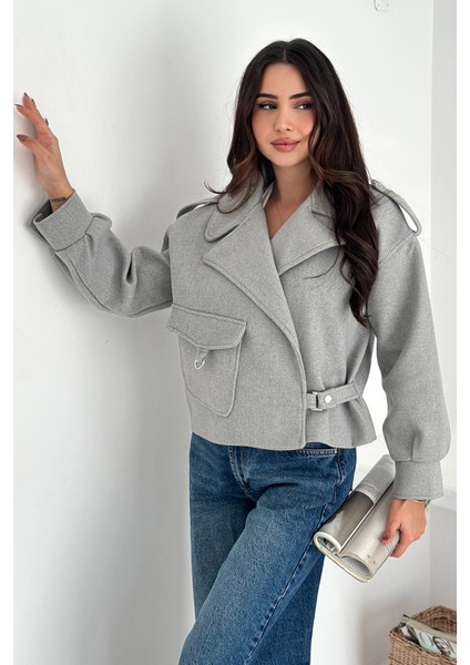 Kaşe Cep Detaylı Mont Gri indirimleri