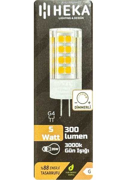(3 Adet) Heka 5W (35W) 3000K (Sarı Işık) G4 Duylu Dim Edilebilir LED Kapsül Ampul fiyatları