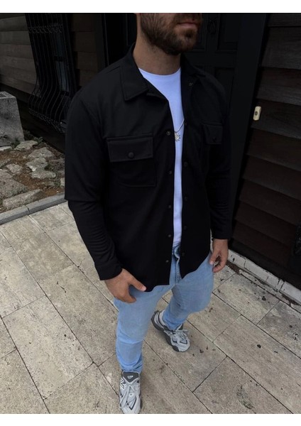 Mdb Erkek Diagonal Kumaş Cepli Çıtçıtlı Uzun Kollu, Gömlek Oversize Rahat Kalıp Günlük Şık Til Iyah fiyatları