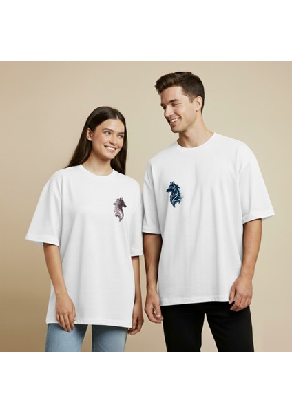 Bozkurt Baskılı Çift Tişört Seti Unisex Oversize Kalıp