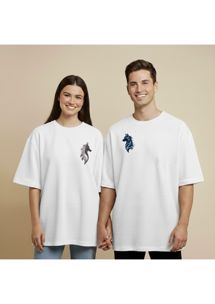 Bozkurt Baskılı Çift Tişört Seti Unisex Oversize Kalıp fiyatları