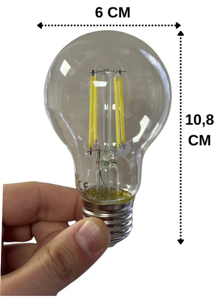 (3 Adet) Heka 6W (51W) 6500K (Beyaz Işık) E27 Duylu (Kalın Duy) LED Şeffaf Ampul modelleri