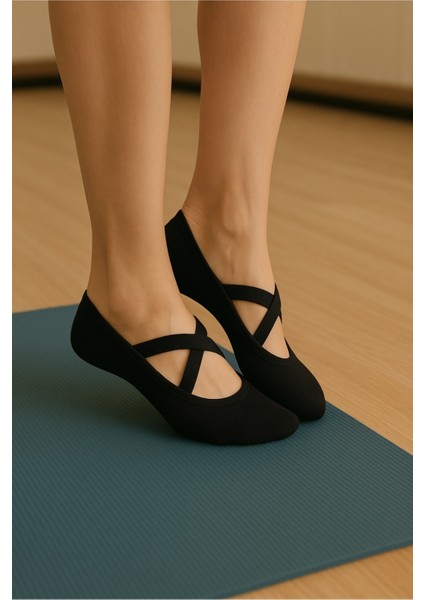 6'li Siyah Cotton Plates&yogo Reformer Kaydirmaz Çorap Burun Dikişiz modelleri