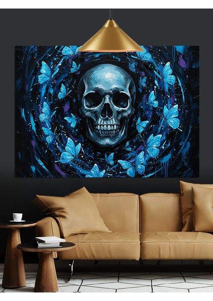 Mavi Kurukafa Detaylı Dekoratif Kanvas - Mdf Ahşap Tablo indirimleri