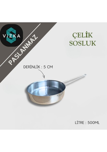 Paslanmaz Çelik Saplı Sosluk , Metal 14 cm Sosluk