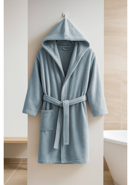 Genç Kız / Erkek Çocuk Kapşonlu Garson Boy Kadife Bornoz %100 Pamuklu